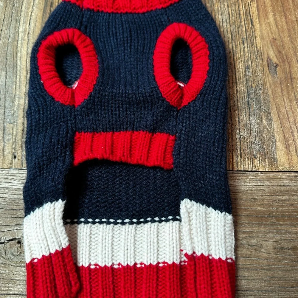 Cozy Knit Dog Sweater with Red Bone Accent